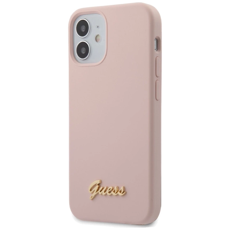 Guess Silicone Script - Etui iPhone 12 mini (różowy)
