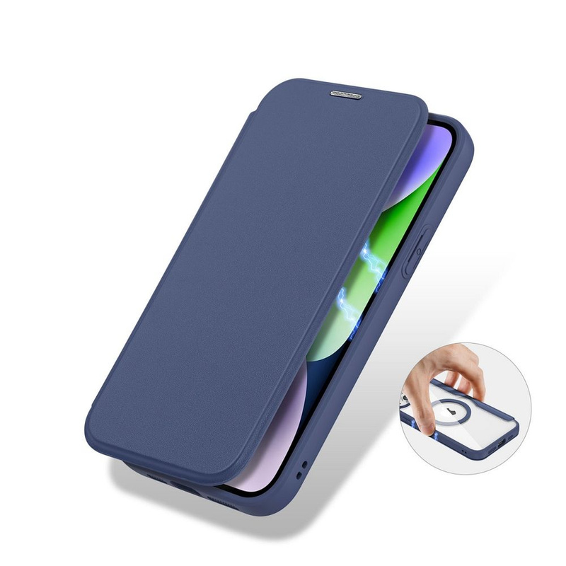 Etui iPhone 15 Plus magnetyczny pokrowiec MagSafe z klapką Dux Ducis Skin X Pro - niebieski