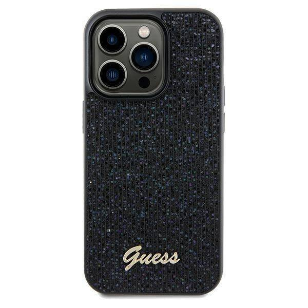 Guess nakładka do iPhone 13 Pro 6,1&quot; GUHCP13LPMSDGSK HC PU DISCO SCRIPT METAL czarna