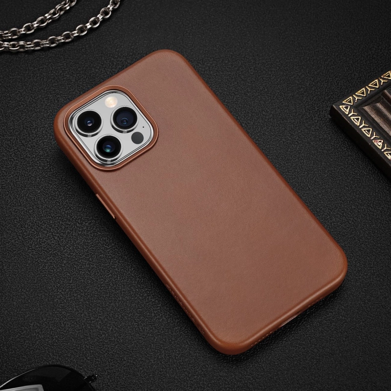 Dux Ducis Naples case iPhone 14 Pro Max magnetic leather MagSafe cover brown