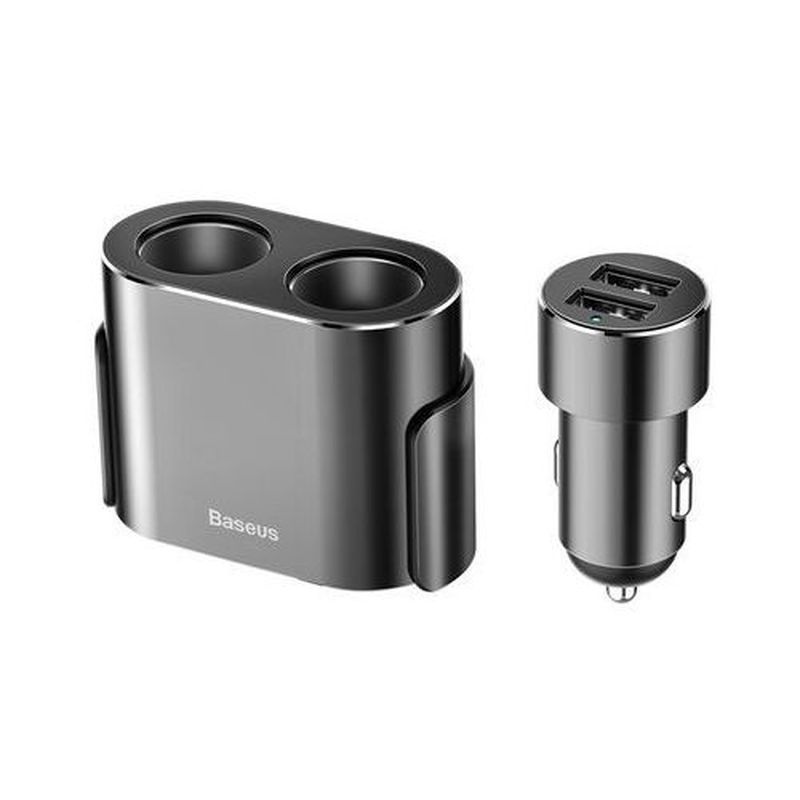 Baseus ładowarka samochodowa 2x USB 3.1A (17W) + 2x gniazdo zapalniczki (80W) czarny (CRDYQ-01)