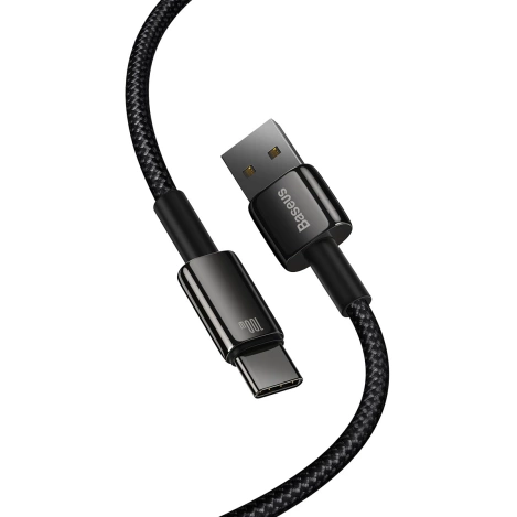 Baseus Tungsten Gold cable USB-A - USB-C 480Mb/s 100W 2m black (CAWJ000101)