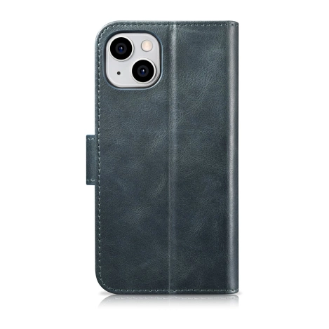 iCarer Oil Wax Wallet Case 2in1 Case iPhone 14 Anti-RFID Leather Flip Case Blue (WMI14220721-BU)