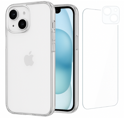 Etui do iPhone 15 + Szkło na ekran + Szkło na aparat