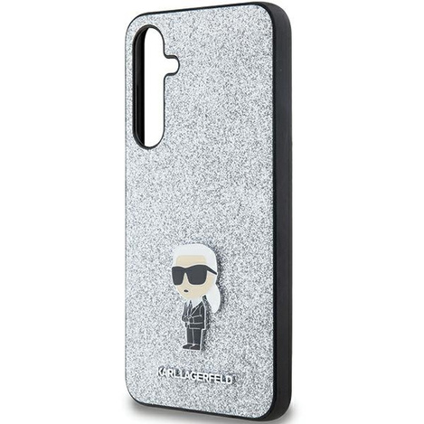 Oryginalne Etui KARL LAGERFELD hardcase Fixed Glitter Choupette Logo Metal Pin KLHCSA35GCNPSG do Samsung Galaxy A35 srebrny