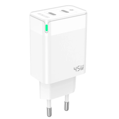 JELLICO ładowarka sieciowa C106 GaN PD 45W 2xUSB-C + kabel USB-C - Lightning Biały