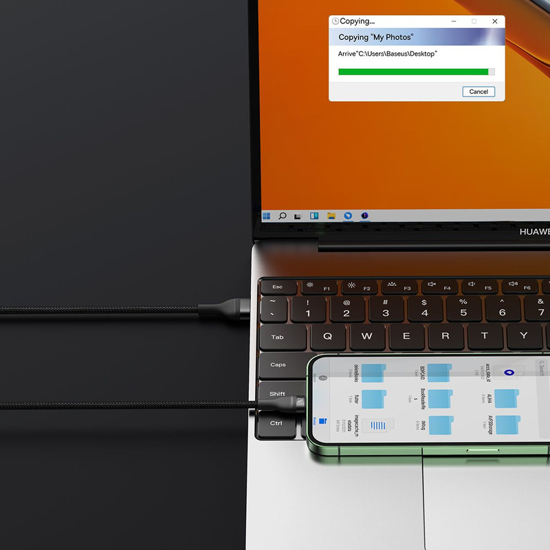 Baseus Flash Series Ⅱ One-for-three Fast Charging Data Cable USB to M+L+C 100W 1.2m Black