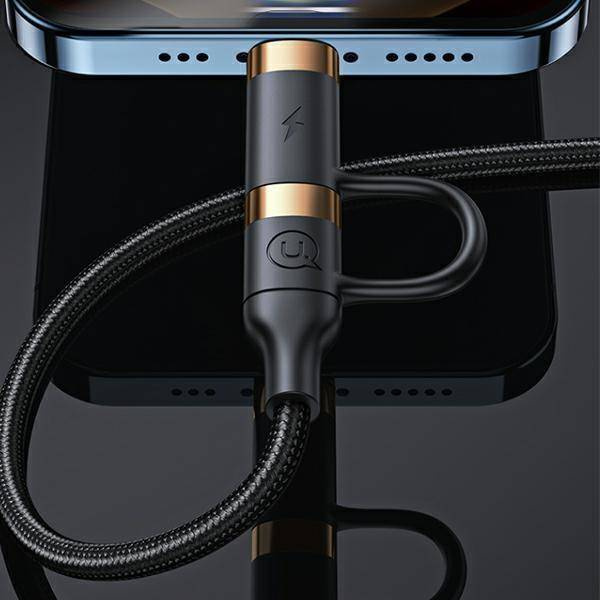 Kabel 60W 1.2m PD Fast Charge USB + USB-C - USB-C + Lightning Usams U62 SJ483USB01 (US-SJ483) czarny