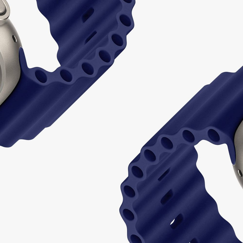 Dux Ducis Strap Watch Strap 8 / 7 / 6 / 5 / 4 / 3 / 2 / SE (45 / 44 / 42mm) Silicone Band Bracelet Navy Blue (OceanWave Version)