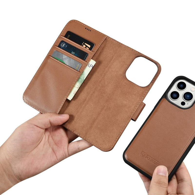 iCarer Wallet Case 2in1 iPhone 14 Pro Max Leather Flip Cover Anti-RFID Brown (WMI14220728-BN)