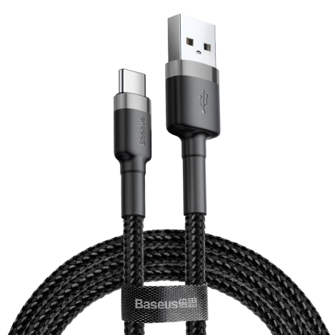 Baseus Cafule Cable - Kabel do ładowania i transmisji danych USB do USB-C 2 A, 2 m (szary/czarny)