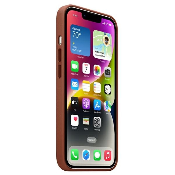 Apple Leather Case - Skórzane etui z MagSafe do iPhone 14 Plus (umbra)