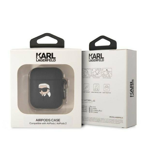 Karl Lagerfeld Silicone NFT Karl Head 3D - Etui AirPods 1/2 gen (czarny)