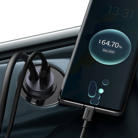 Baseus Share Together 3x USB / USB Type C car charger 120W PPS Quick Charge Power Delivery gray (CCBT-B0G)