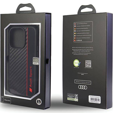 Audi Carbon Fiber Stripe iPhone 13 Pro Max 6,7&quot; schwarz/schwarz Hardcase AUS-TPUPCIP13PM-R8/D1-BK