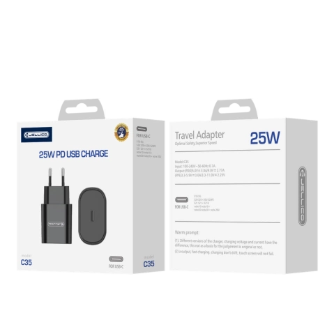 JELLICO ładowarka sieciowa C35 PD 25W 1xUSB-C Czarny