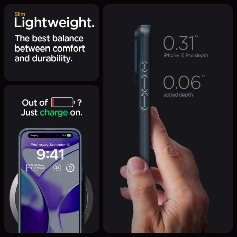 Spigen Thin Fit, Metallschiefer – iPhone 15 Pro