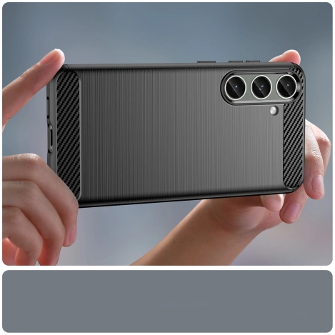 Hülle für Carbon Case Samsung Galaxy S24+ flexible Silikon-Carbon-Hülle - Schwarz