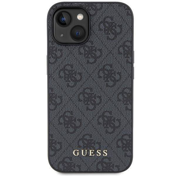 Guess 4G Metal Gold Logo Hülle für iPhone 15 – Grau