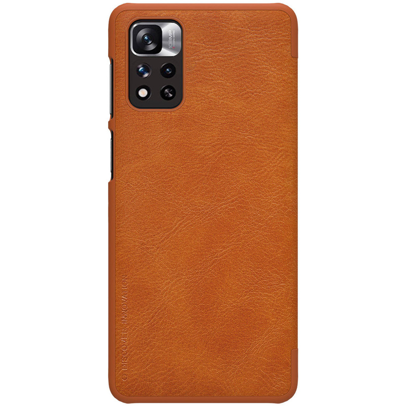 Nillkin Qin Case Cover for Xiaomi Redmi Note 11 Pro + (China) / Redmi Note 11 Pro (China) Camera Protector Holster Cover Flip Cover Brown