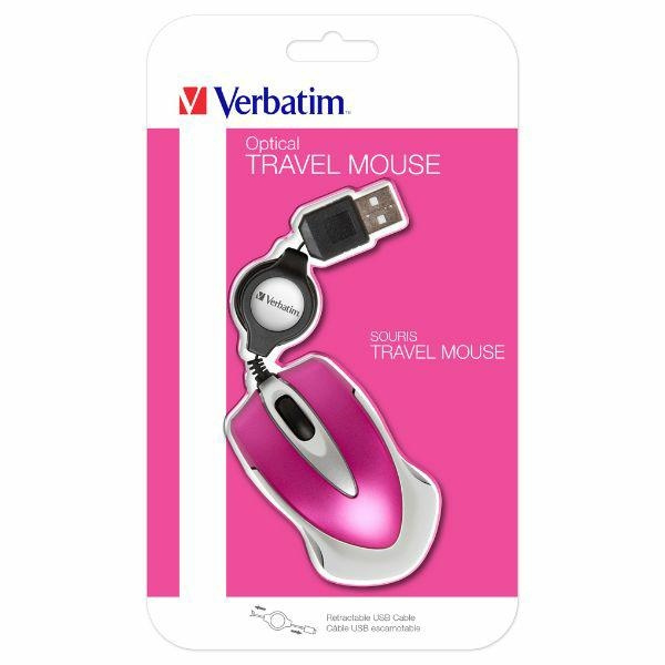 Verbatim Mysz optyczna Go Mini USB-A 1000 dpi różowy/hot pink 49021