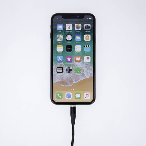 Maxlife kabel magnetyczny MXUC-03 USB - Lightning + USB-C + microUSB 1,0 m 3A czarny nylonowy