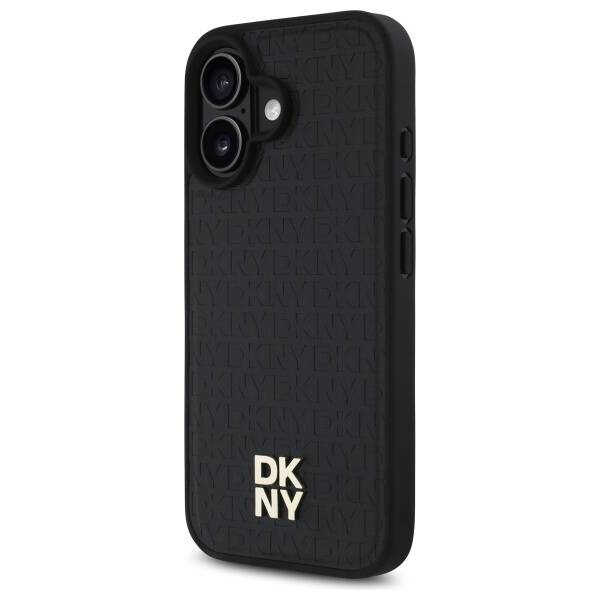 Original Case IPHONE 16 DKNY Hardcase Repeat Pattern Stack Logo MagSafe (DKHMP16SPSHRPSK) black