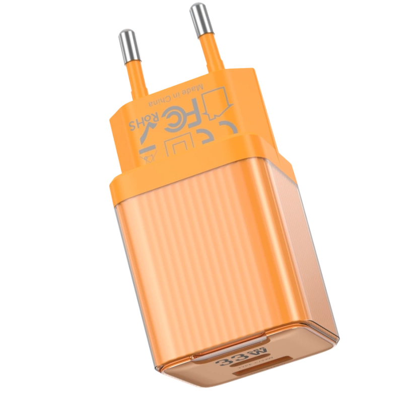 JELLICO Netz-Ladegerät EU55 GaN PD 33W 1xUSB-C + 1xUSB QC3.0 orange
