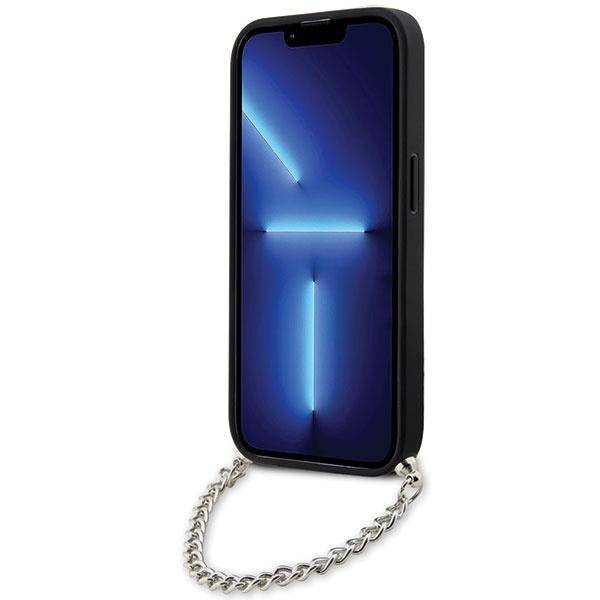 Karl Lagerfeld KLHCP14LSACKLHPK iPhone 14 Pro 6,1&quot; schwarz/schwarzes Hardcase mit Saffiano-Monogrammkette