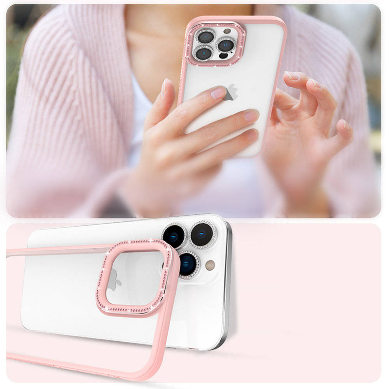 Kingxbar Sparkle Series Hülle iPhone 13 Pro mit Kristallen Rückseite rosa