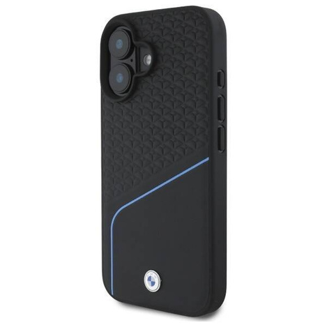 Original Case IPHONE 16 BMW Hardcase Signature Leather Textured & Line MagSafe (BMHMP16S23RDCLK) black