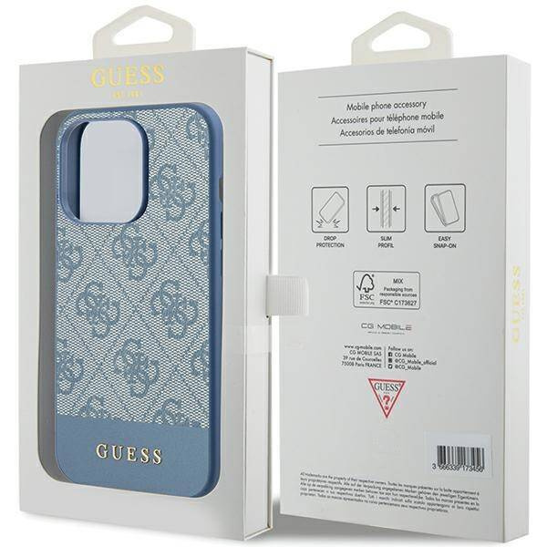 Original Handyhülle APPLE IPHONE 15 PRO Guess Hardcase 4G Stripe Collection (GUHCP15LG4GLBL) blau