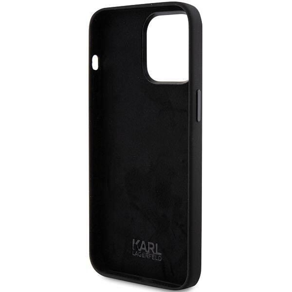 Karl Lagerfeld Silicone Choupette Metal Pin case for iPhone 15 Pro Max - black