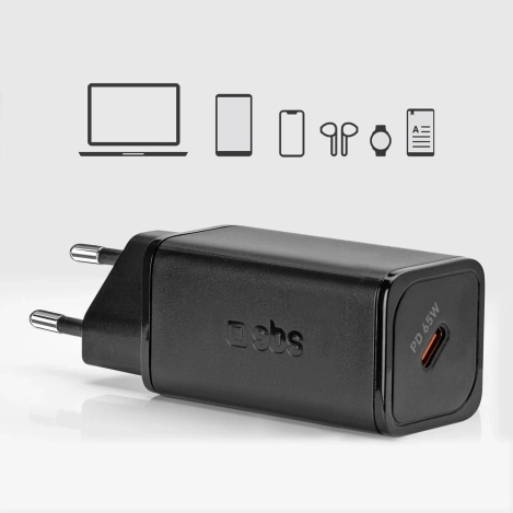 Ładowarka sieciowa SBS TETRGAN1C65W 65W GaN z Power Delivery - czarna