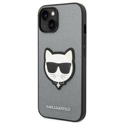 Karl Lagerfeld Saffiano Choupette Head Patch Case – Etui iPhone 14 Plus (srebrny)