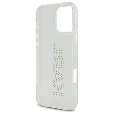 Original Handyhülle IPHONE 16 PRO MAX Karl Lagerfeld Hardcase IML Rhinestones Logo (KLHCP16XHKLSTDCT) transparent