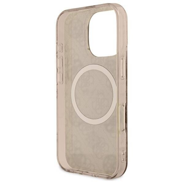 Oryginalne Etui IPHONE 16 PRO MAX Guess Hardcase IML Peony On 4G Background MagSafe (GUHMP16XH4PYEEW) brązowe