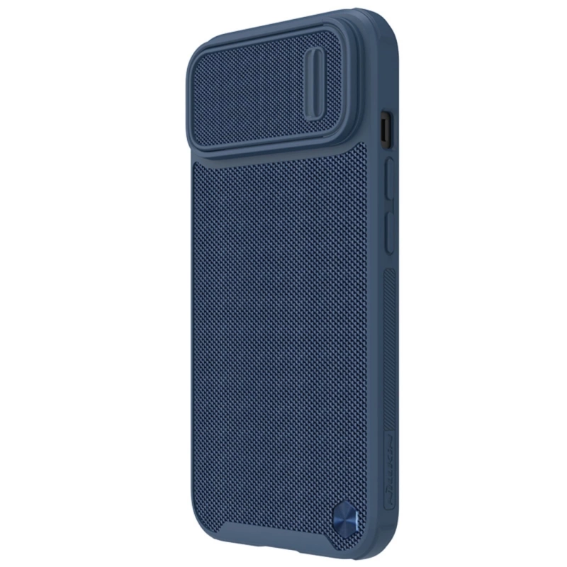 Nillkin Textured S Case für iPhone 14 Plus, gepanzerte Hülle mit Kameraabdeckung, blau