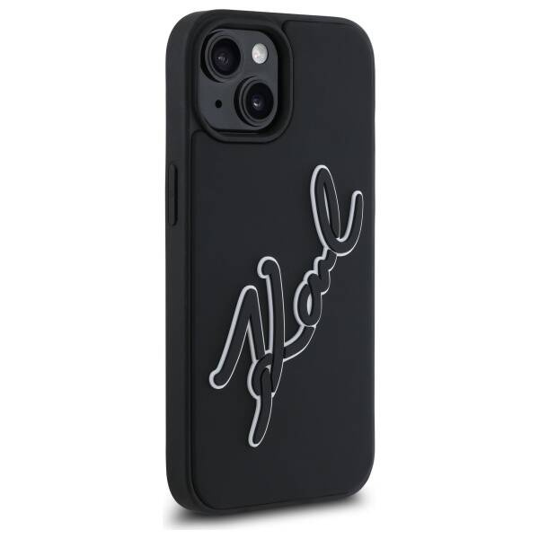 Etui Karl Lagerfeld 3D Rubber Signature na iPhone 15 - czarne