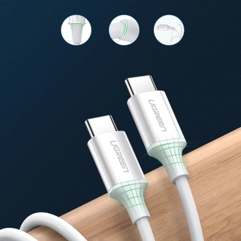 Kabel Ugreen US264 60518 USB-C / USB-C PD QC AFC 1m - biały
