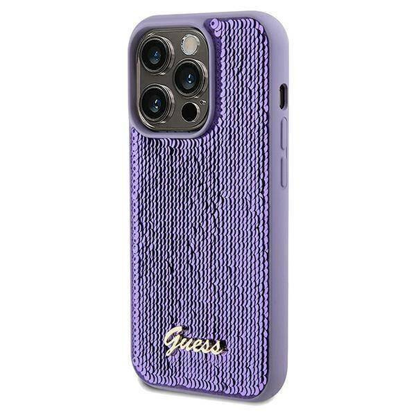 Original Case IPHONE 13 PRO Guess Hardcase Sequin Script Metal (GUHCP13LPSFDGSUiPhone) purple