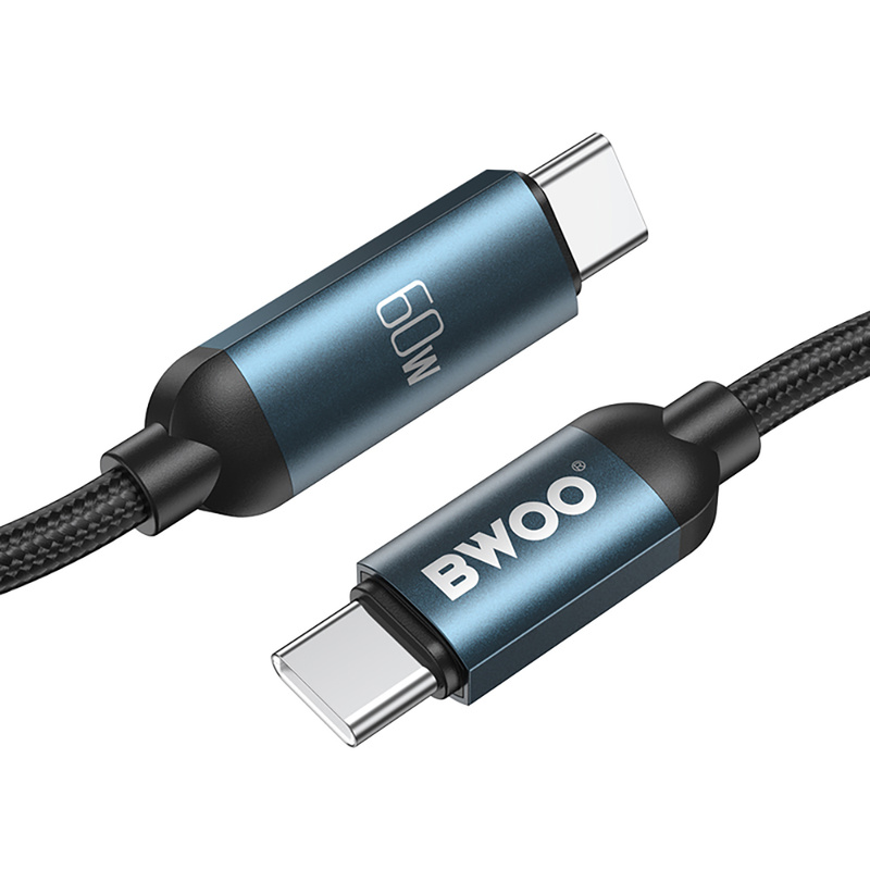 BWOO Pleciony kabel USB-C do USB-C 60W z animowanym podświetleniem, 1m