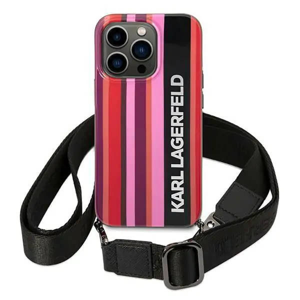 Karl Lagerfeld KLHCP14XSTSTP iPhone 14 Pro Max 6,7 &quot;Hardcase Pink / Pink Color Stripes Strap