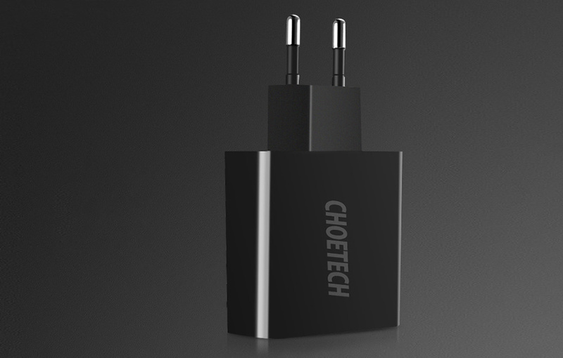 Choetech dwuportowa ładowarka USB-A z cyfrowym wyświetlaczem 11W wtyczka EU czarny (C0028)