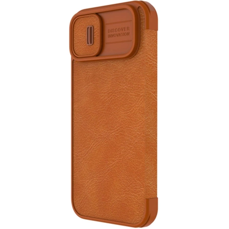 Nillkin Qin Leder Pro Hülle iPhone 14 Plus Kamera Cover Holster Cover Flip Case Braun