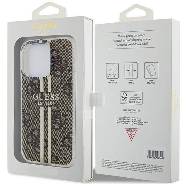 Oryginalne Etui GUESS Hardcase GUHCP15MH4PSEGW do iPhone 15 Pro (4G Gold  Stripe / brązowy)