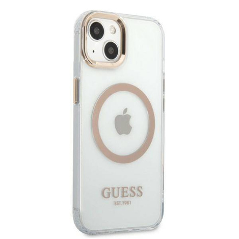 Guess GUHMP13MHTRMD iPhone 13 6.1 &quot;Gold / Gold Hartschalenetui Metal Outline Magsafe