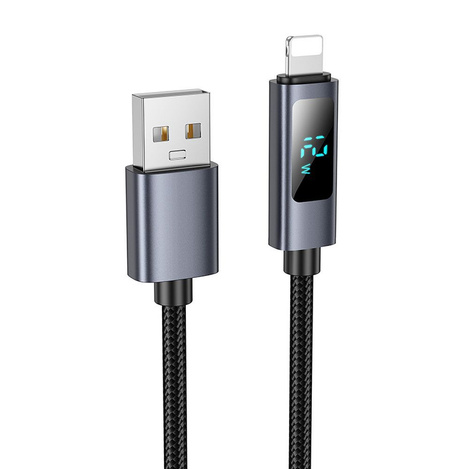 Kabel USB A do Lightning Hoco 2,4A z wyświetlaczem 1 m X112 czarny