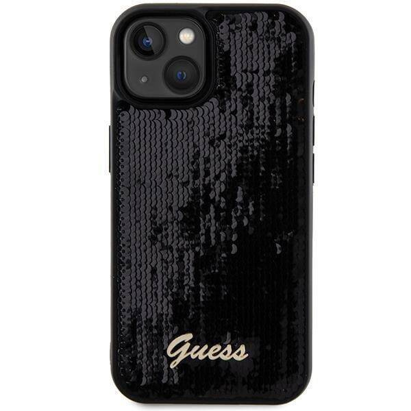 Guess nakładka do iPhone 14 6,1&quot; GUHCP14SPSFDGSK HC SEQUIN SCRIPT METAL czarna