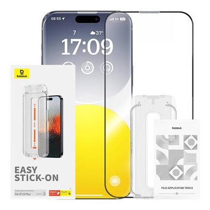 Gehärtetes Glas 5D APPLE IPHONE 15 PLUS Baseus Sapphire Glass schwarz